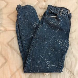 high waisted paint spattered jeans
